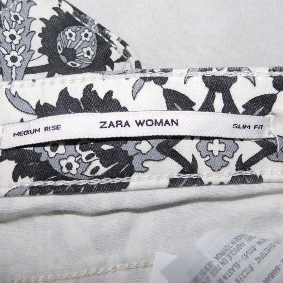 Zara Premium Denim Collection Women's 4 Skinny Cropped Thistle Pattern Jeans NEW - Picture 4 of 13